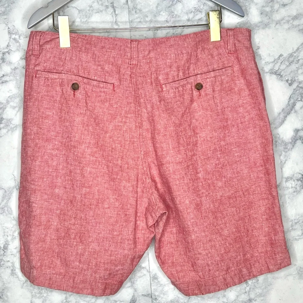 J. Crew Men’s LINEN Chino Shorts Salmon Pink Flat Front Men’s 36